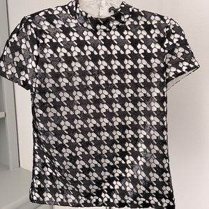 Rachel Zoe Black & White Sequin Houndstooth Top